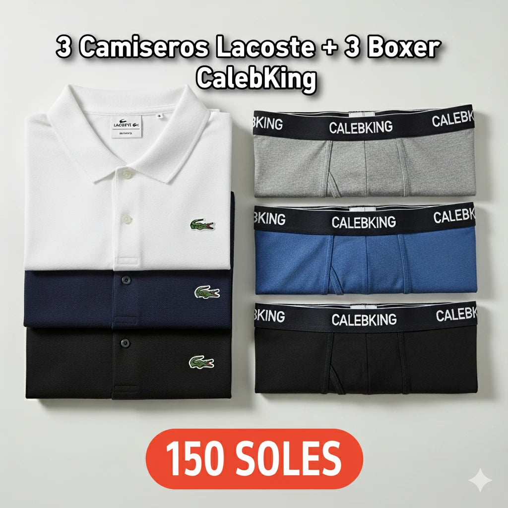 Combo Lacoste|| 3 Polos Camiseros Lacoste || 3 Boxers CalebKing