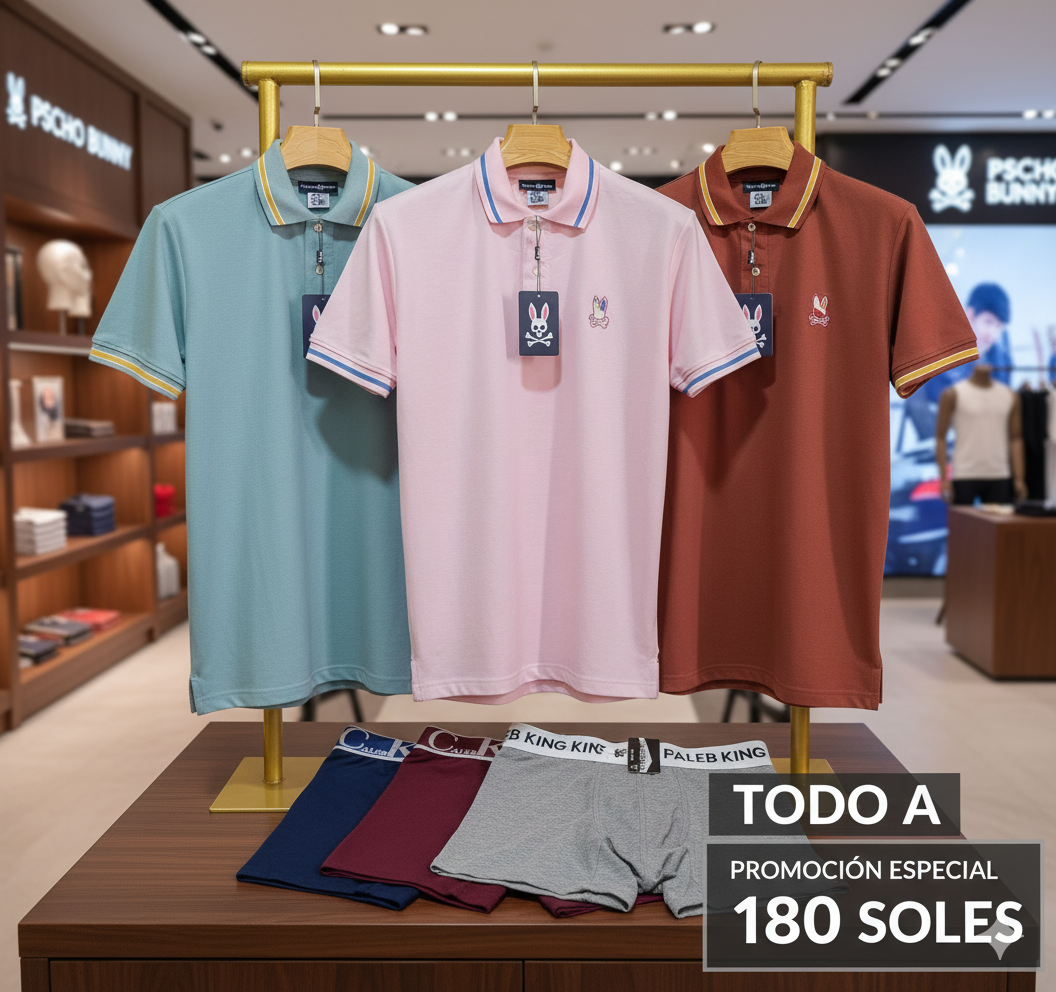 Combo Physco || 3 Polos Camiseros Physco Bunny || 3 Boxers CalebKing