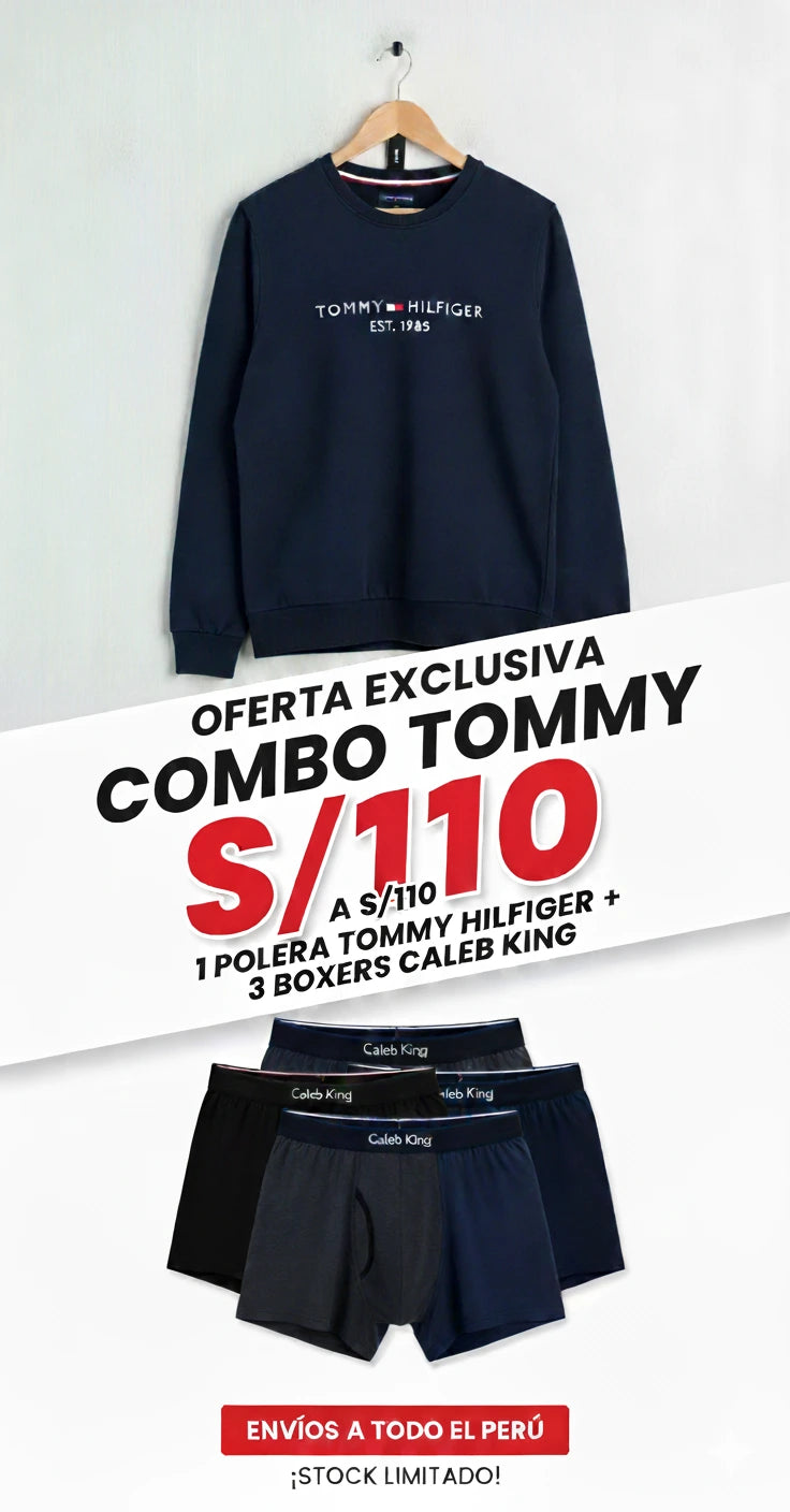 Combo Man|| 1 Polera marca Tommy || 3 Boxers CalebKing