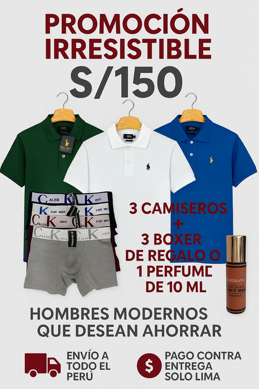 Combo Ralph || 3 Polos Camiseros Ralph Lauren || 3 Boxers CalebKing